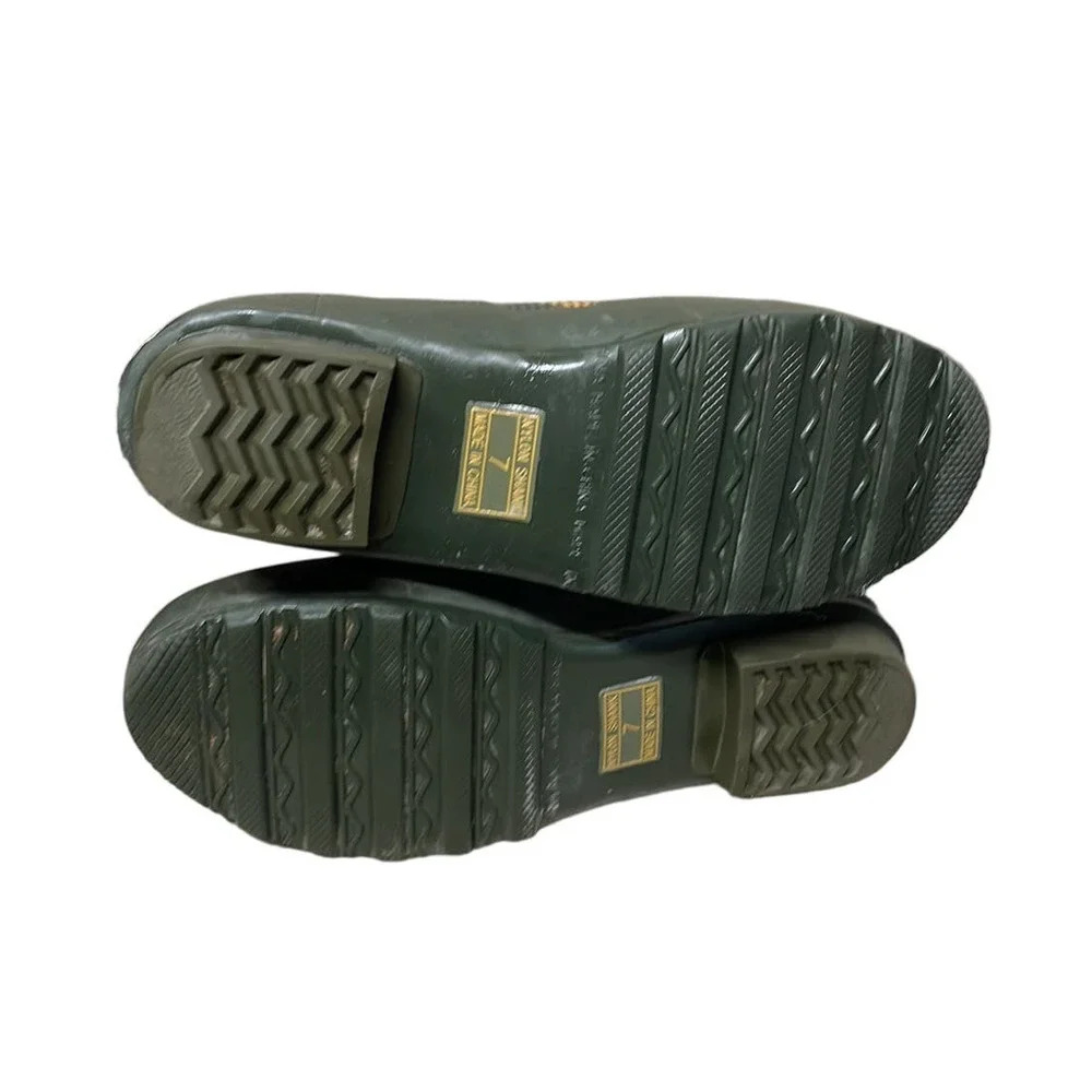 Women's LLBean Wellie Rain Boots‎ Black, Red Plaid Rubber Boots Size 7 - Picture 4 of 7